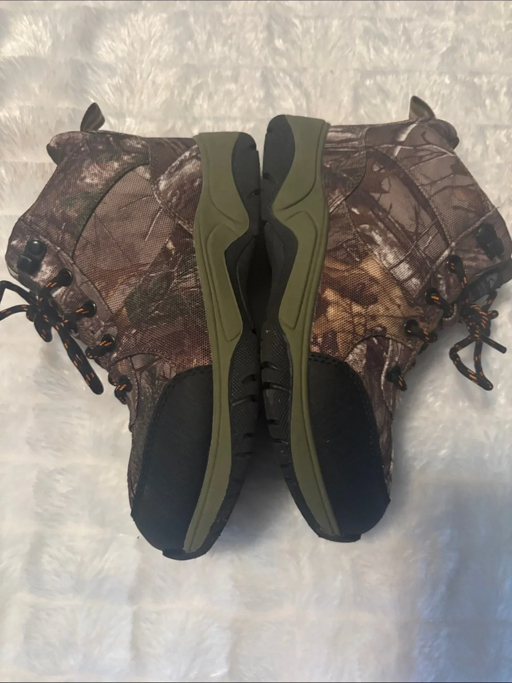 Ozark Trail kids Camo Hunting Boots with Black Toe and Olive Midsole
